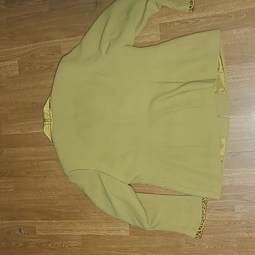 Vintage embellished plus size chartreuse blazer - Picture 4 of 5
